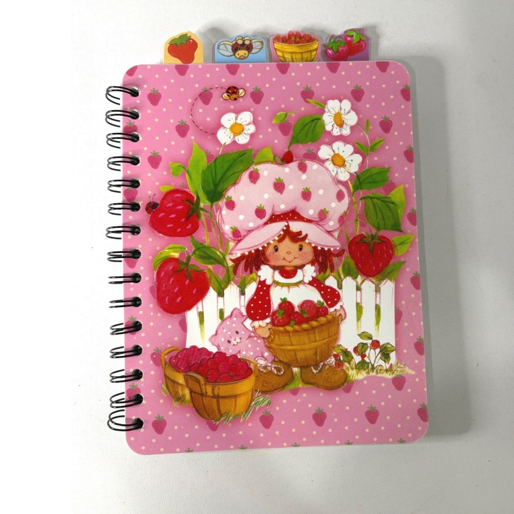Strawberry Shortcake Tabbed Spiral Notebook Inkology Pink Dot Grid Journal 2024